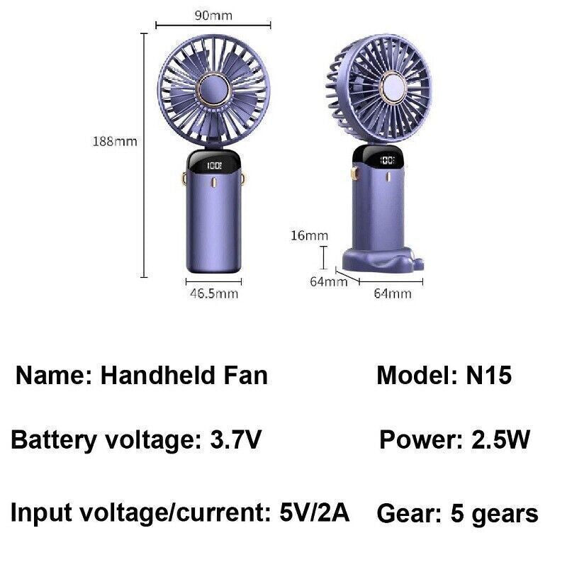 Portable Hand-Held Fan Mini Folding Desk Fan Cooler Cooling USB Rechargeable UK
