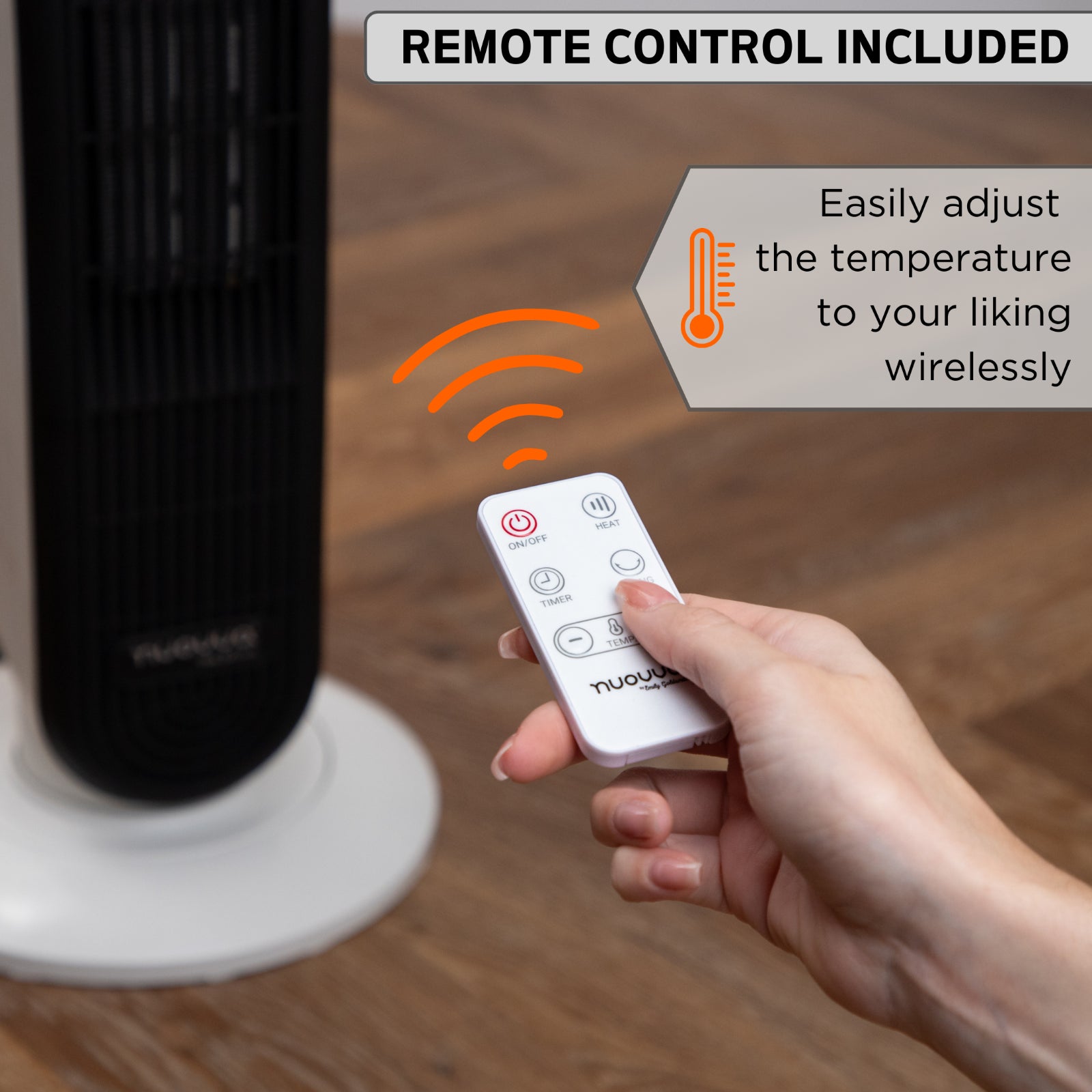 Electric Heater Energy Efficient, Ceramic Tower Fan, Silent, by Nuovva